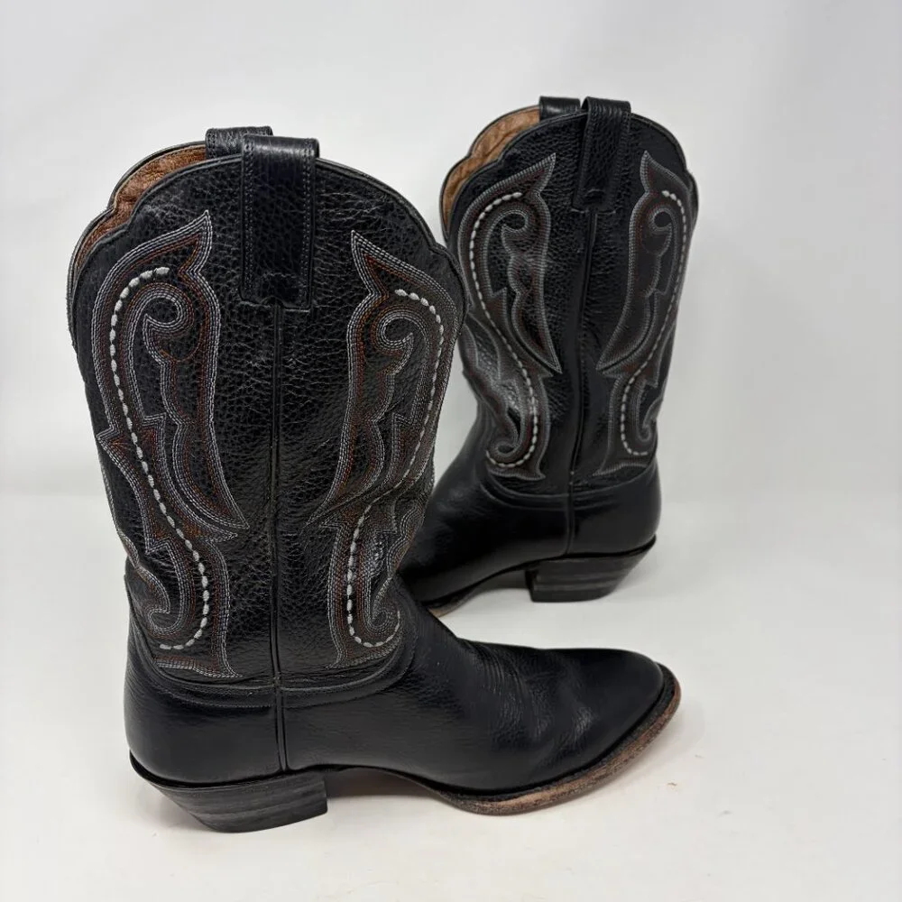 Ariat Black Western Cowboy Boots with Brown Accents - Picture 9 of 11